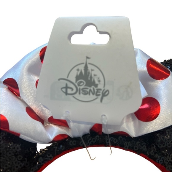 Disney Minnie Mouse Sequin Ear Headband with Sequin Polka Dot Bow Adults NWT - Picture 3 of 4